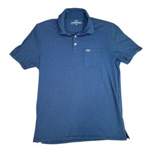 Vineyard Vines Men's Blue Stripe Short Sleeve Polo Shirt Size Medium
